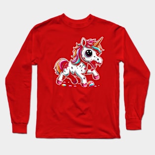 Zombie Unicorn Fantasy Art unocorns lover cute and scary Long Sleeve T-Shirt